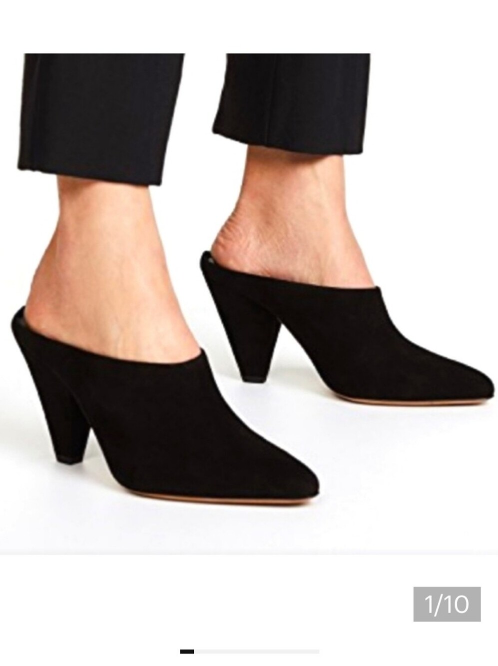 Vince Black Suede Pointed Cone Heels